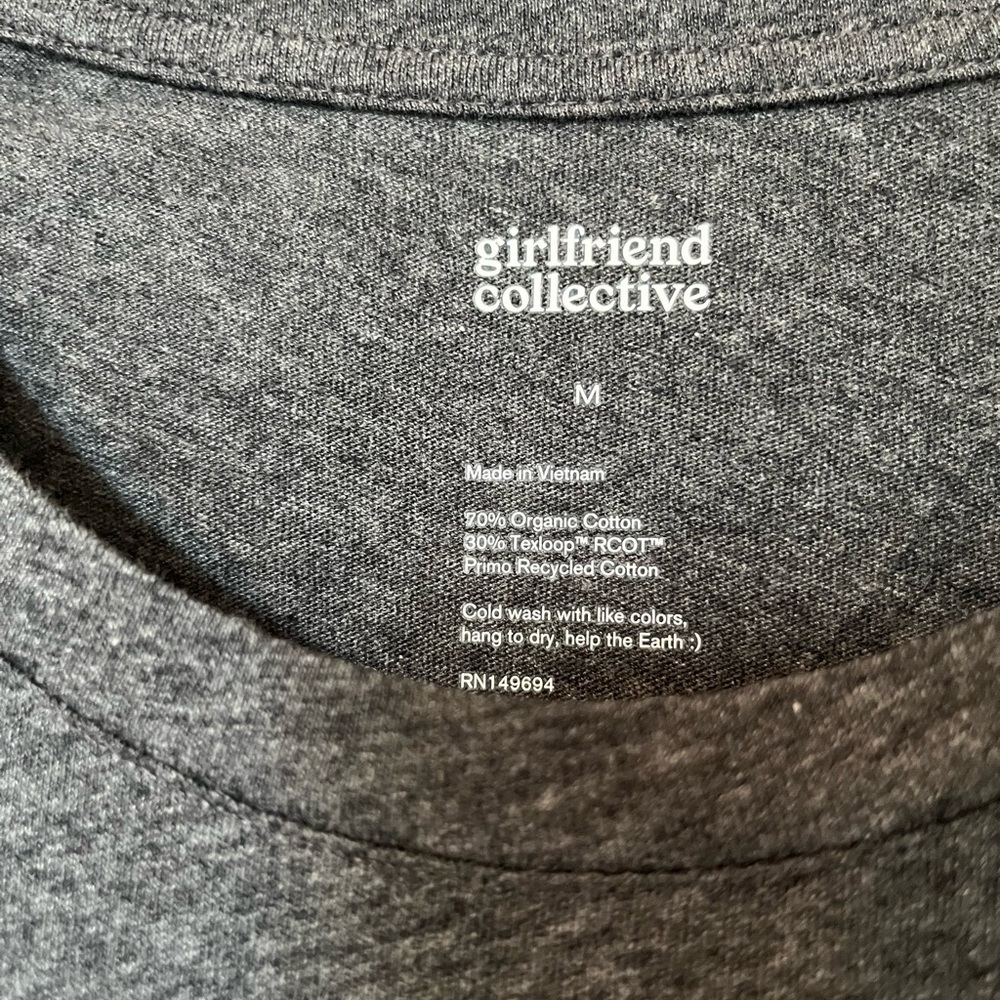 NWT Girlfriend Collective Charcoal Heather Recycled Cotton Muscle Tee - Size M‌ - Picture 7 of 10